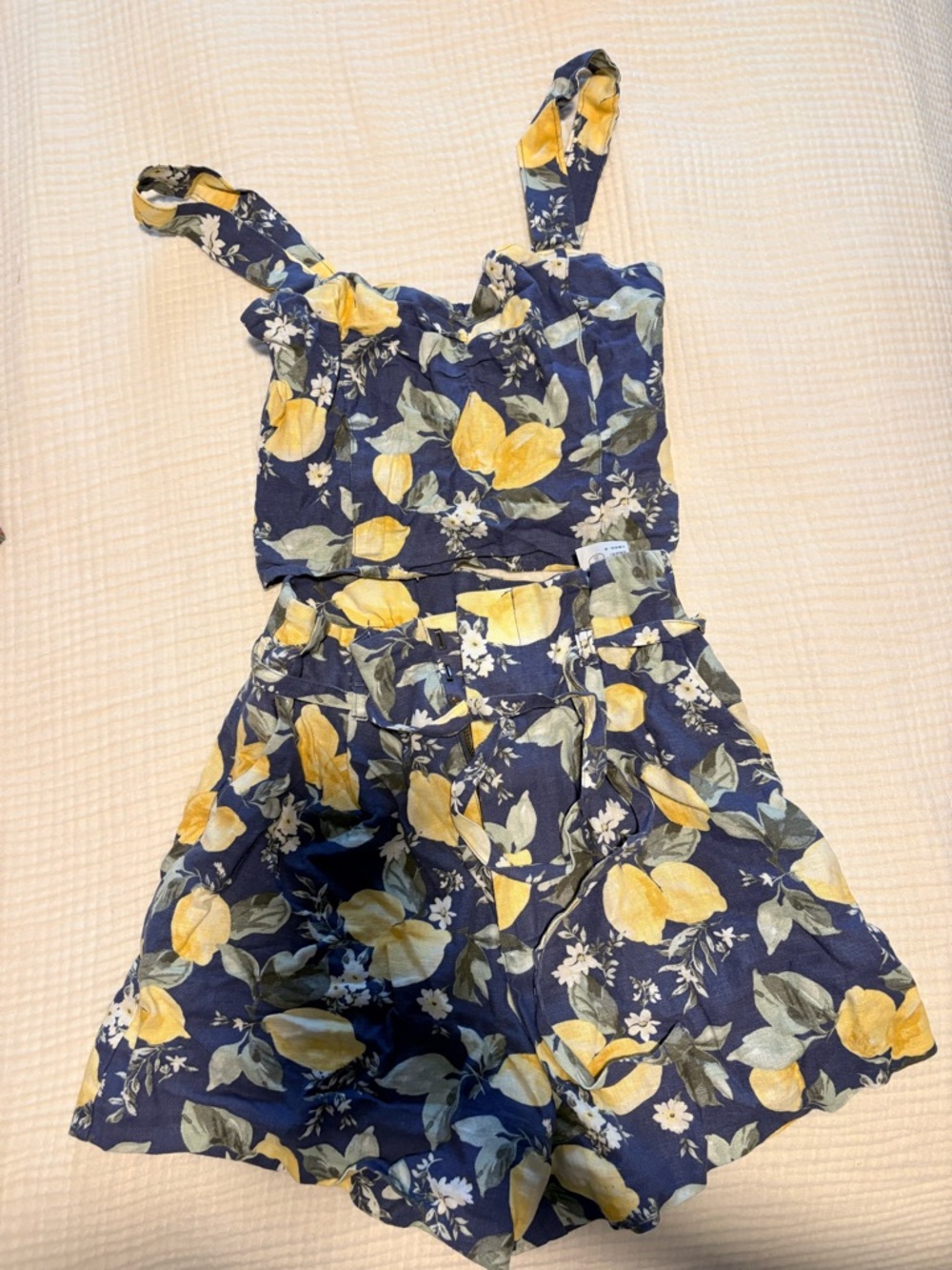 Abercrombie Navy & Yellow Lemon Floral Two Piece